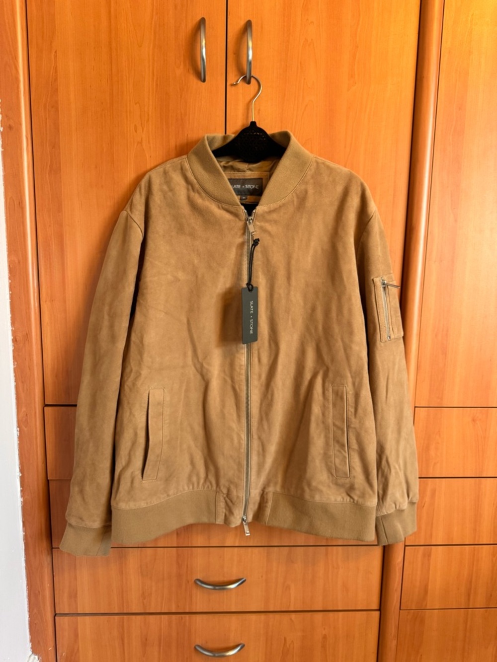 Slate & Stone Tan Suede Bomber Jacket